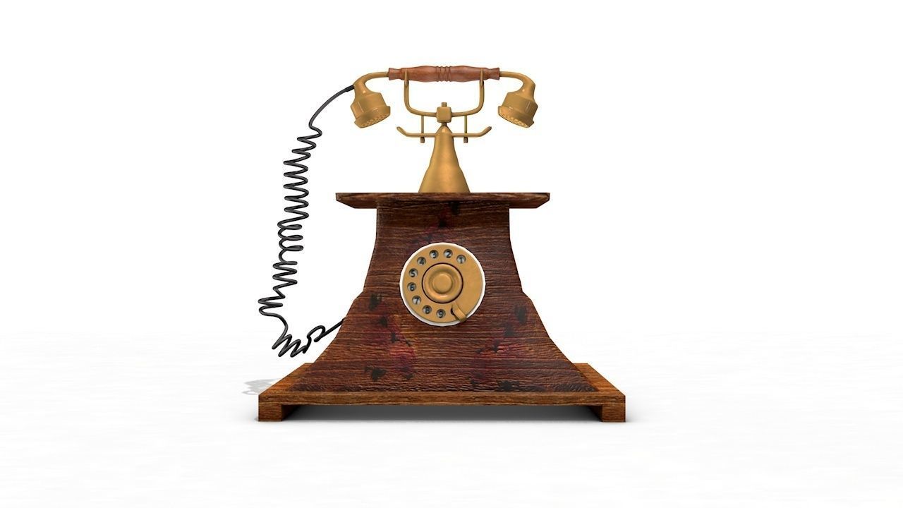 Antique Telephone - Old phone Low Poly 3D model_8
