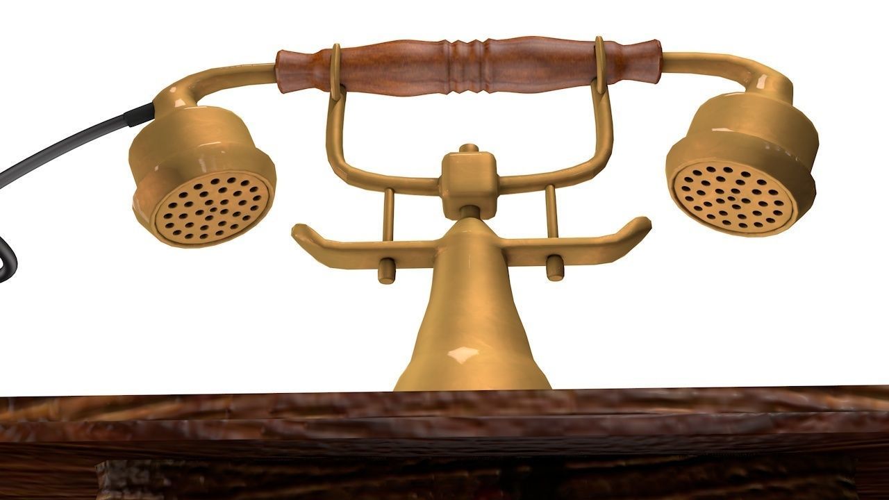 Antique Telephone - Old phone Low Poly 3D model_7