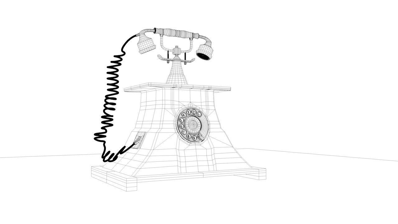Antique Telephone - Old phone Low Poly 3D model_10