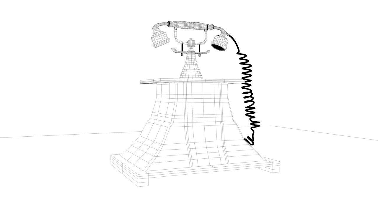 Antique Telephone - Old phone Low Poly 3D model_11