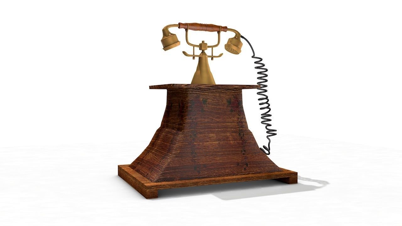 Antique Telephone - Old phone Low Poly 3D model_12