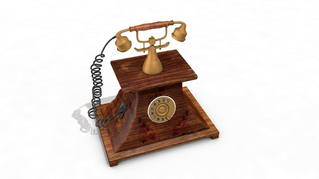 Antique Telephone - Old phone Low Poly 3D model_14
