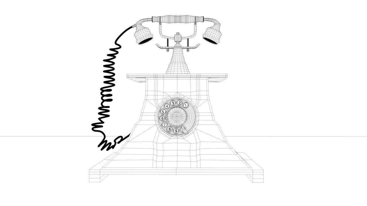 Antique Telephone - Old phone Low Poly 3D model_9