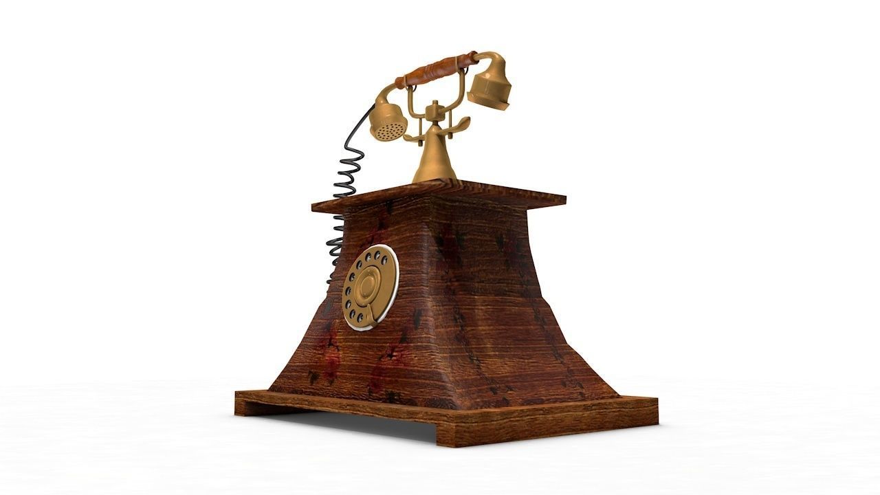 Antique Telephone - Old phone Low Poly 3D model_1