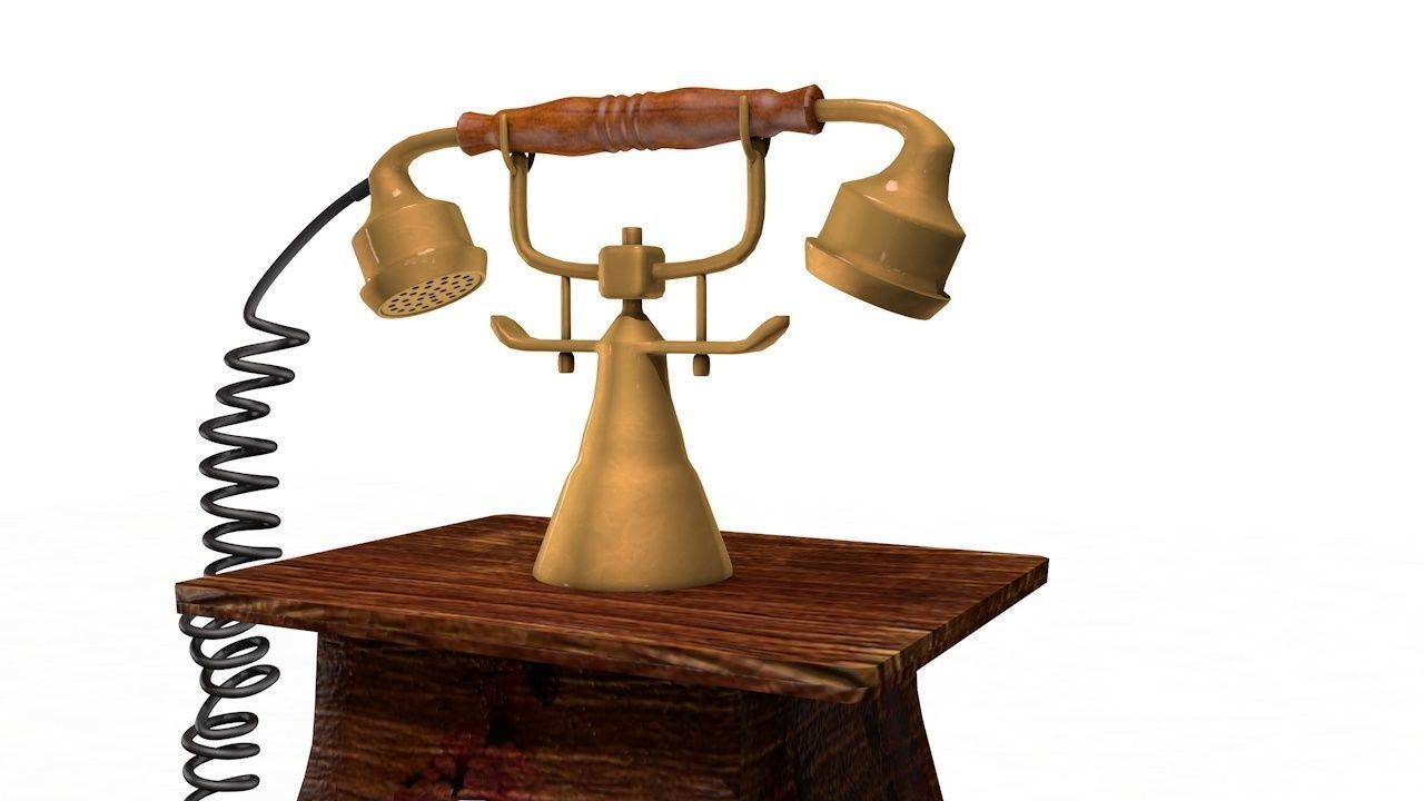 Antique Telephone - Old phone Low Poly 3D model_4
