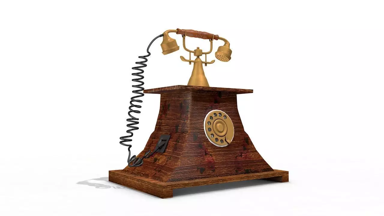 Antique Telephone - Old phone Low Poly 3D model_0