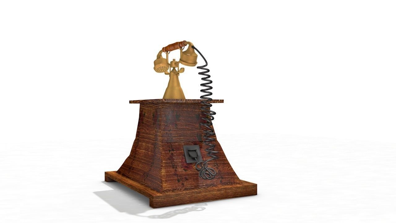 Antique Telephone - Old phone Low Poly 3D model_2