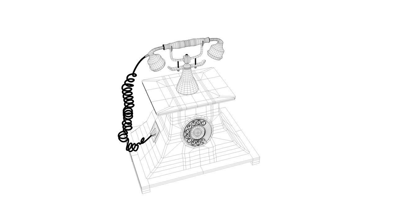 Antique Telephone - Old phone Low Poly 3D model_15