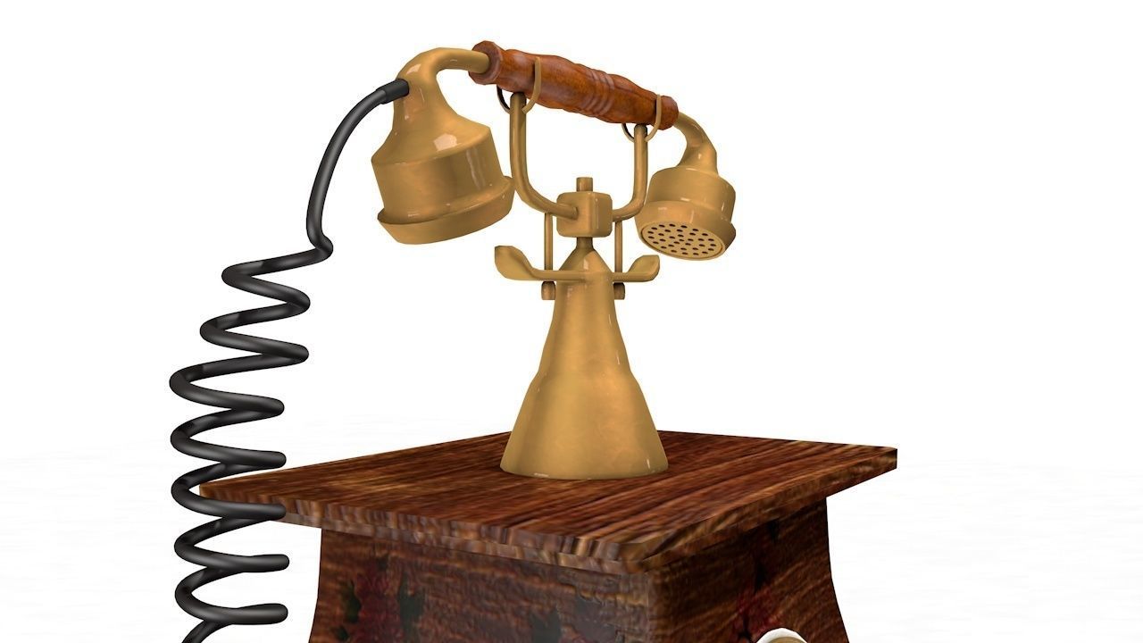 Antique Telephone - Old phone Low Poly 3D model_5