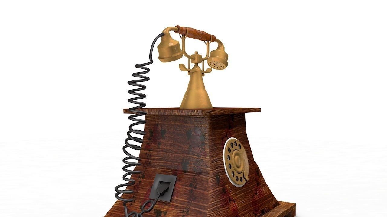 Antique Telephone - Old phone Low Poly 3D model_6