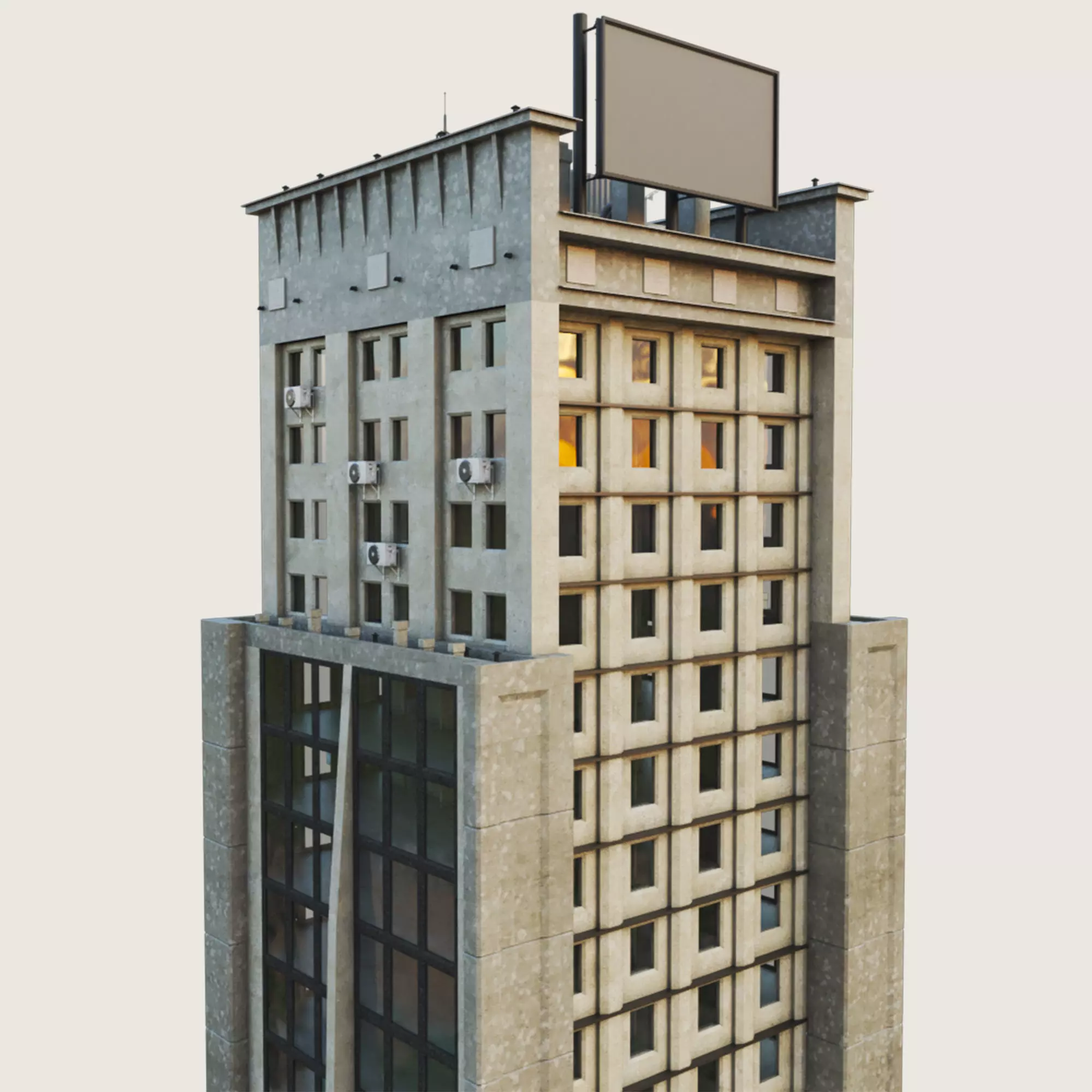 Building Skyscraper City Town Downtown Office Space Work Street Low-poly 3D model