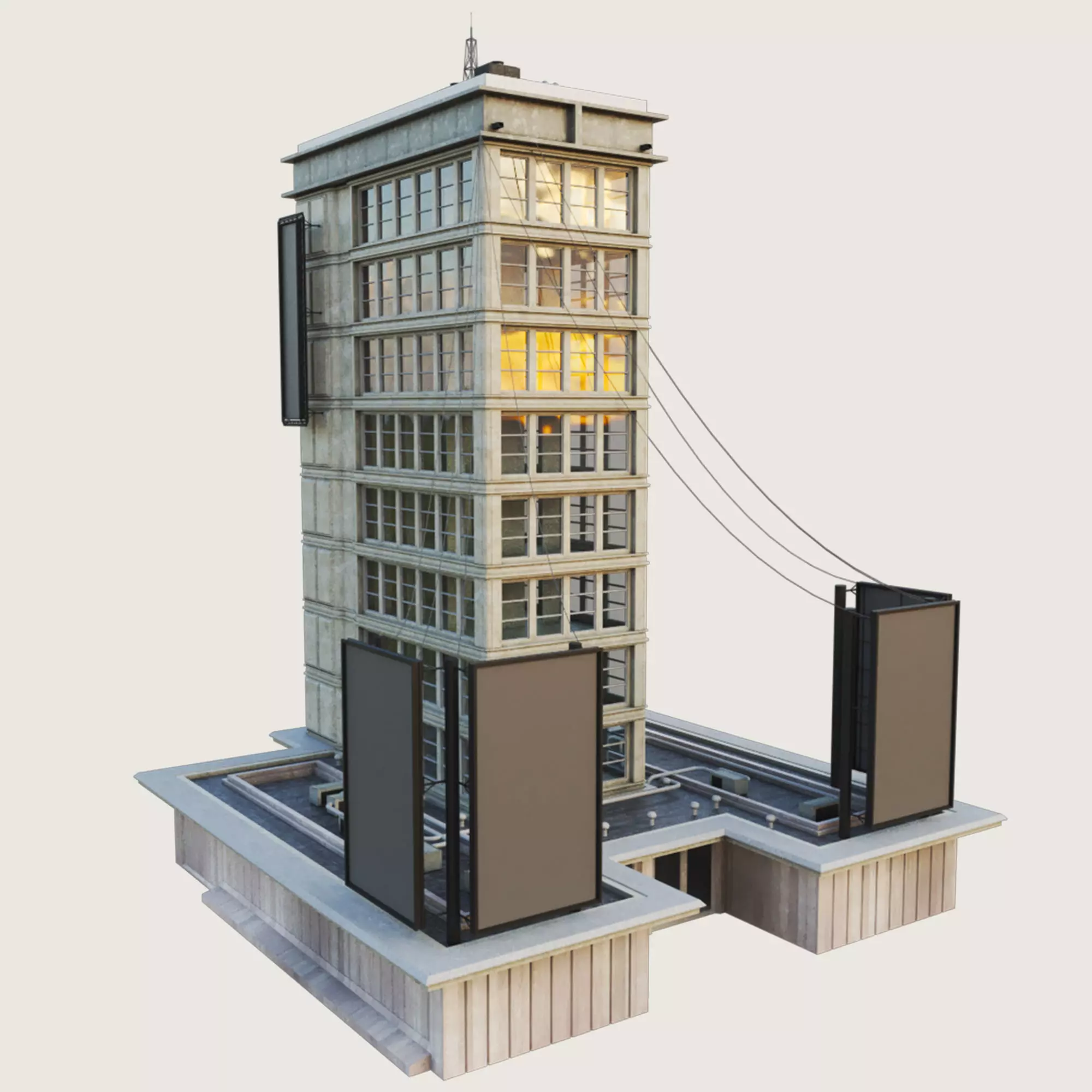 Building Skyscraper City Town Downtown Office Space Work Street Low-poly 3D model