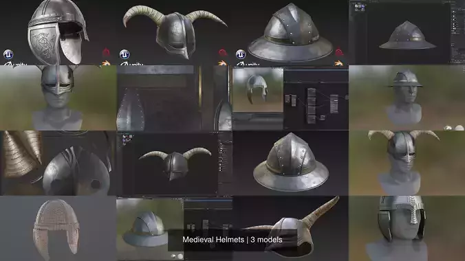 Medieval Helmets 3D Model Collection