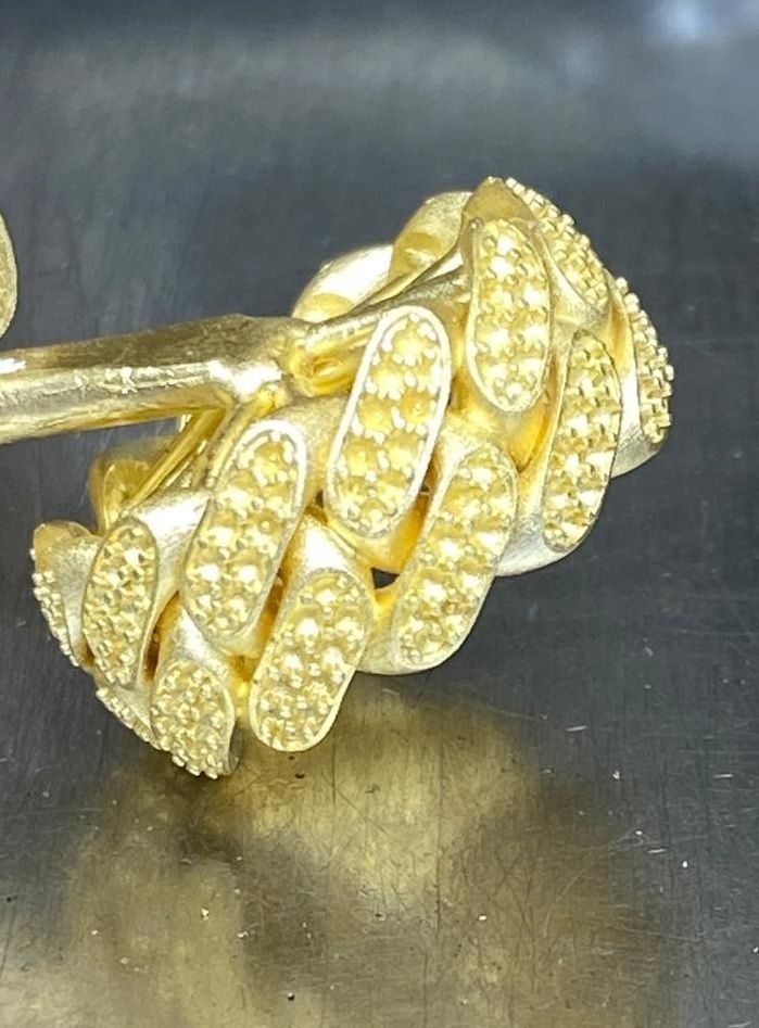 Cuban Link Ring With Stones - Size 10 3D print model_2