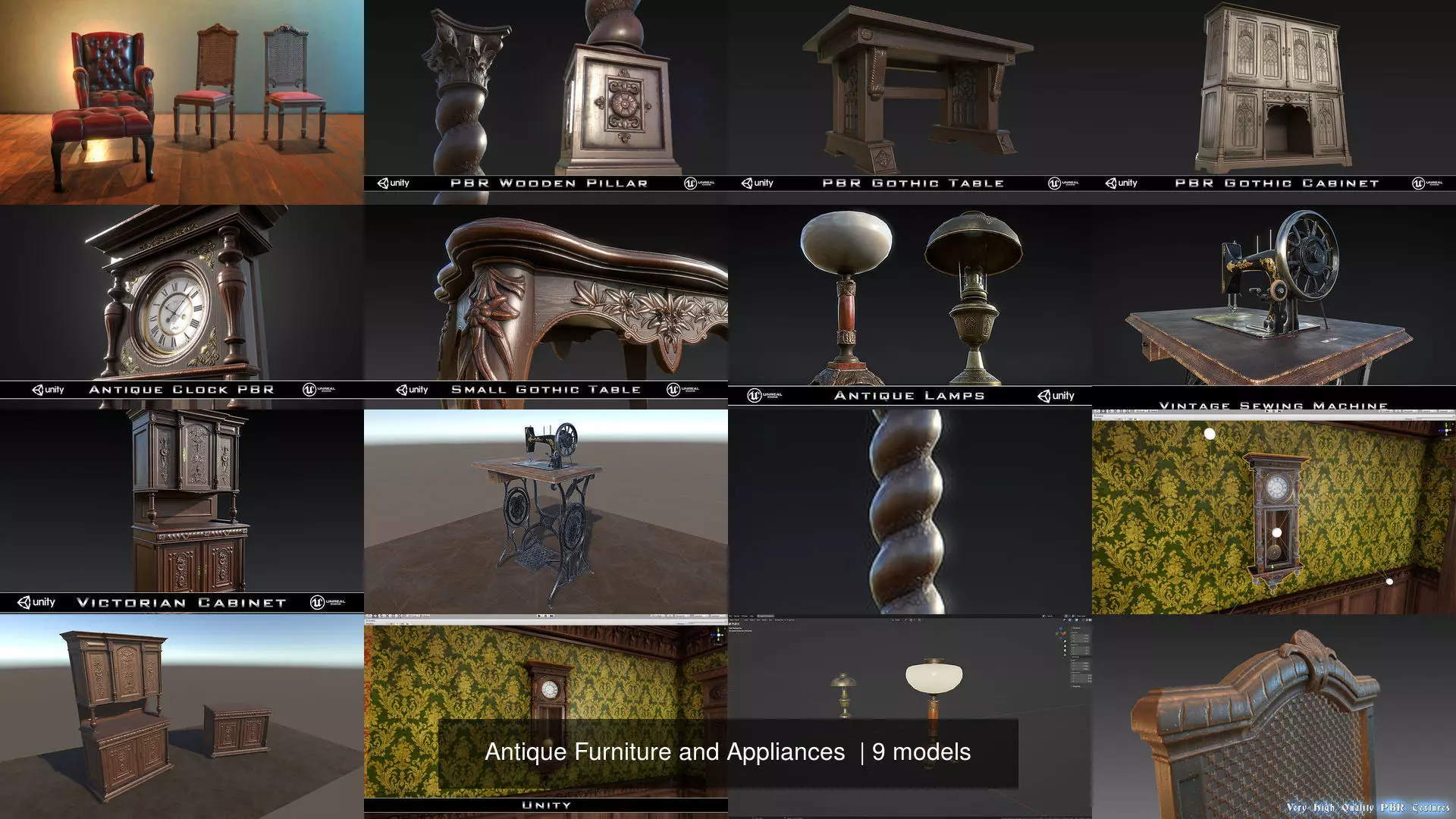 Antique Furniture and Appliances 3D Model Collection_11