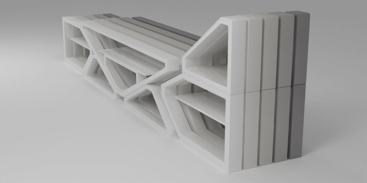 Modular TV and media stand 3D model_8