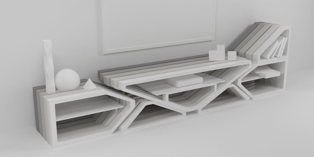 Modular TV and media stand 3D model_3