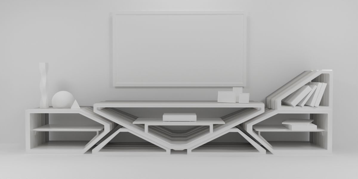 Modular TV and media stand 3D model_2