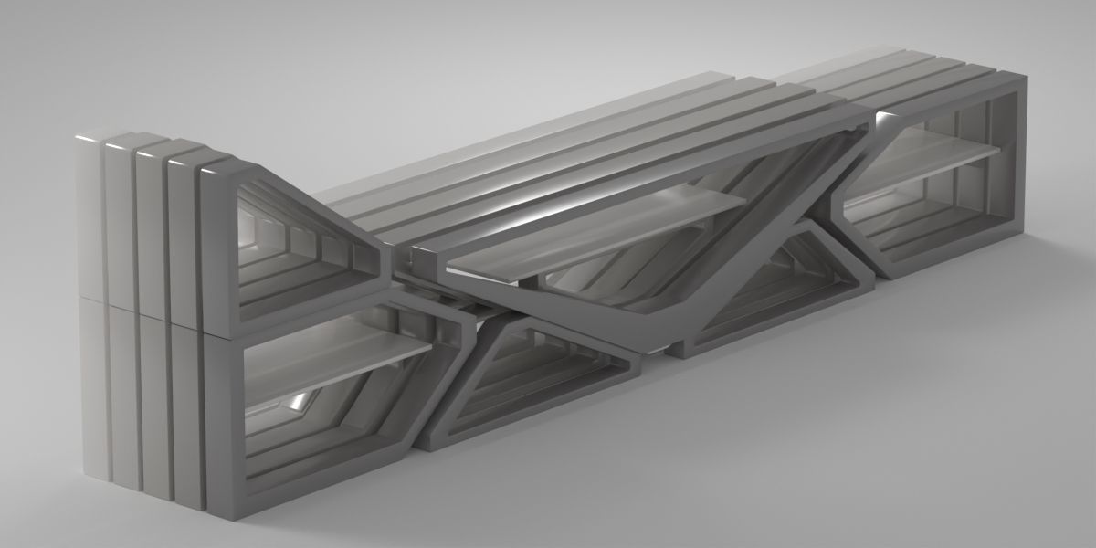 Modular TV and media stand 3D model_9