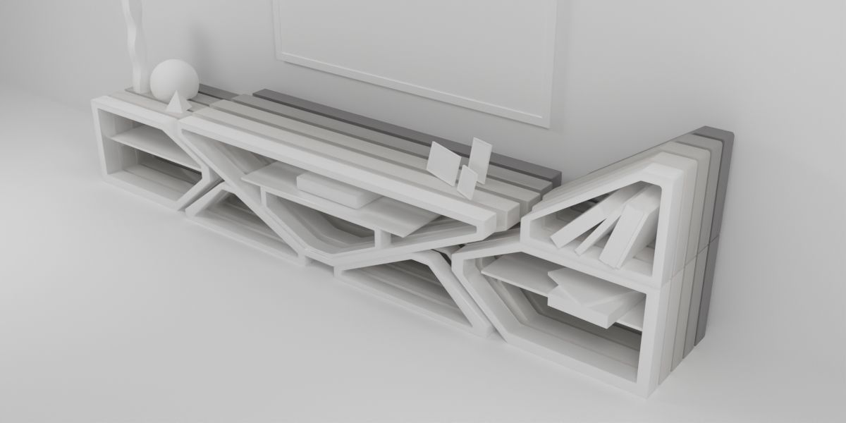 Modular TV and media stand 3D model_4