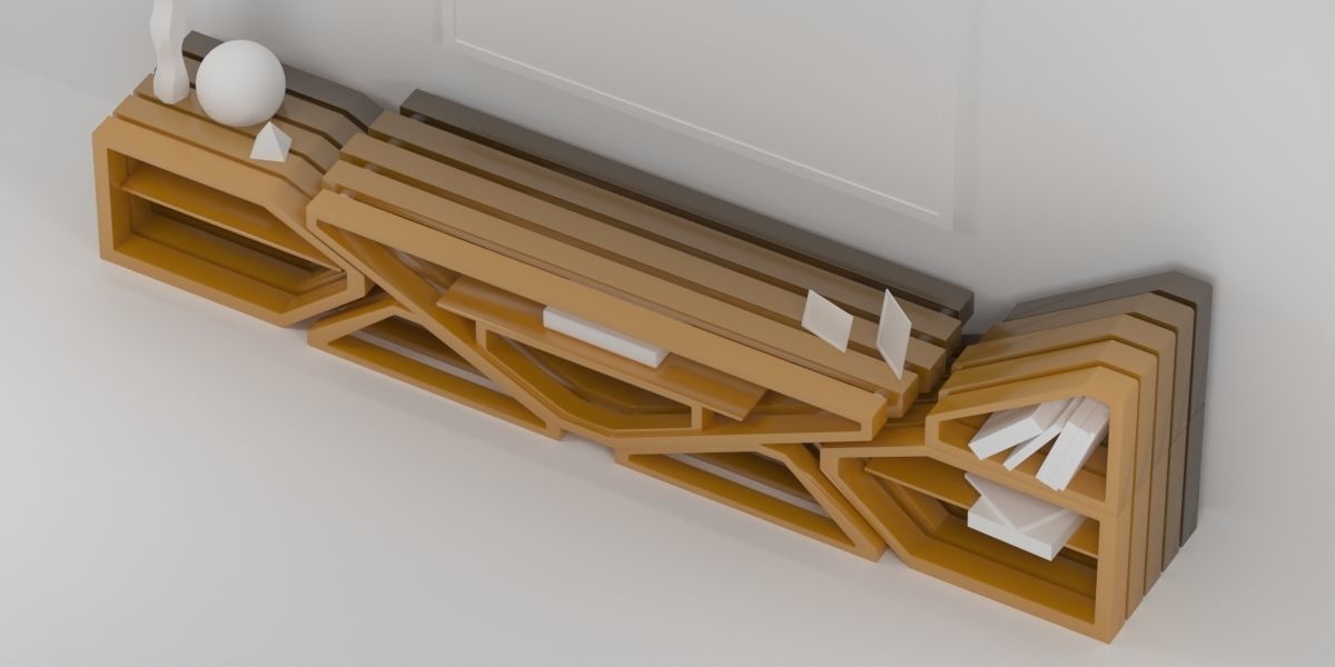 Modular TV and media stand 3D model_12