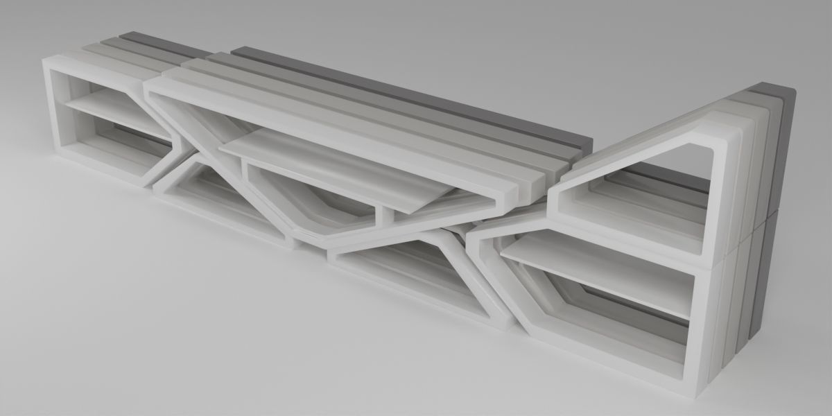 Modular TV and media stand 3D model_7