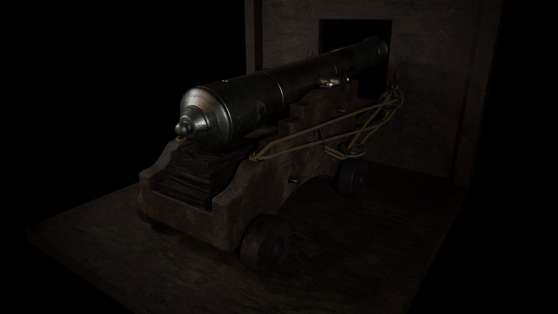 Old Iron Cannon Low-poly 3D model_1