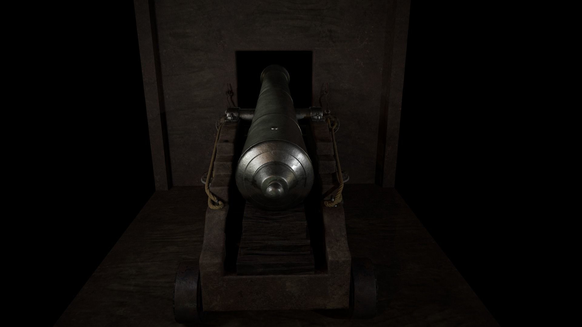 Old Iron Cannon Low-poly 3D model_5