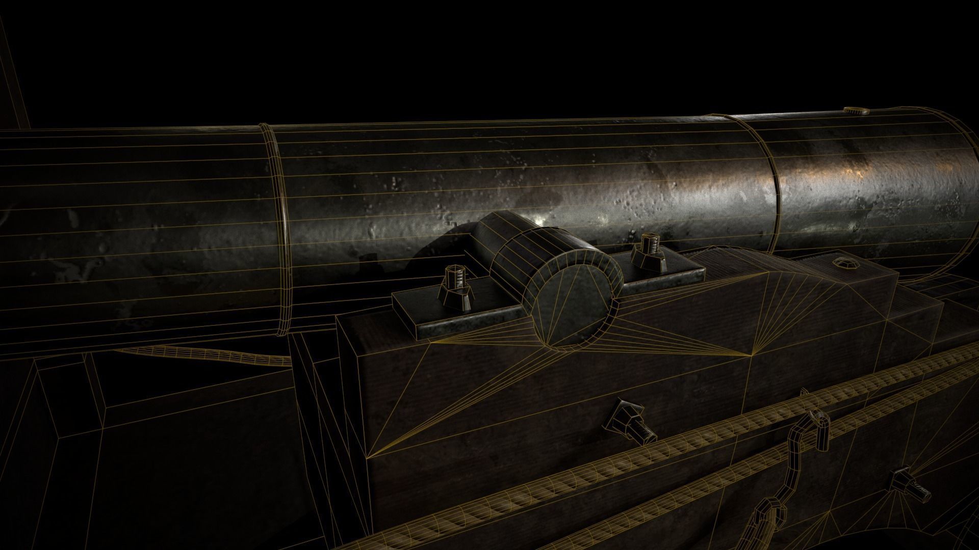 Old Iron Cannon Low-poly 3D model_7
