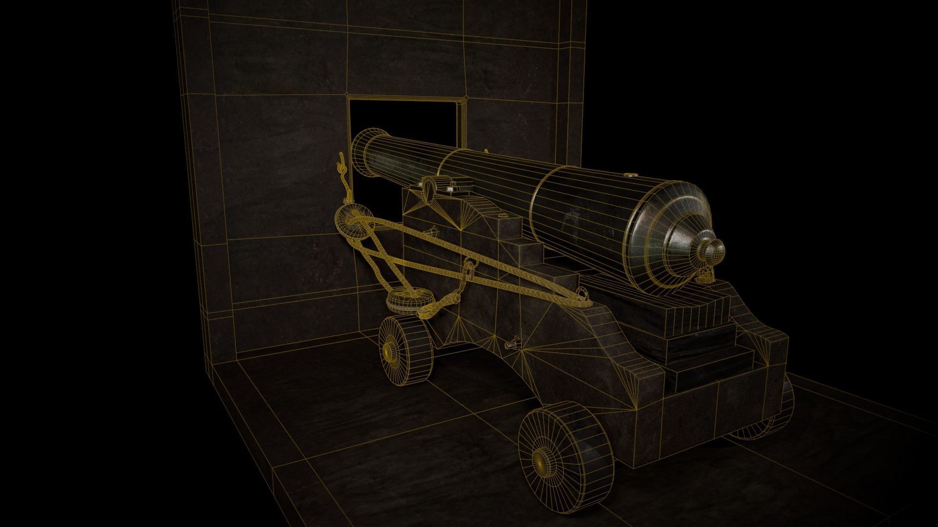 Old Iron Cannon Low-poly 3D model_9