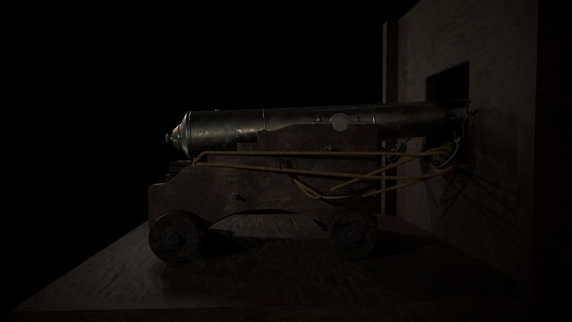 Old Iron Cannon Low-poly 3D model_2