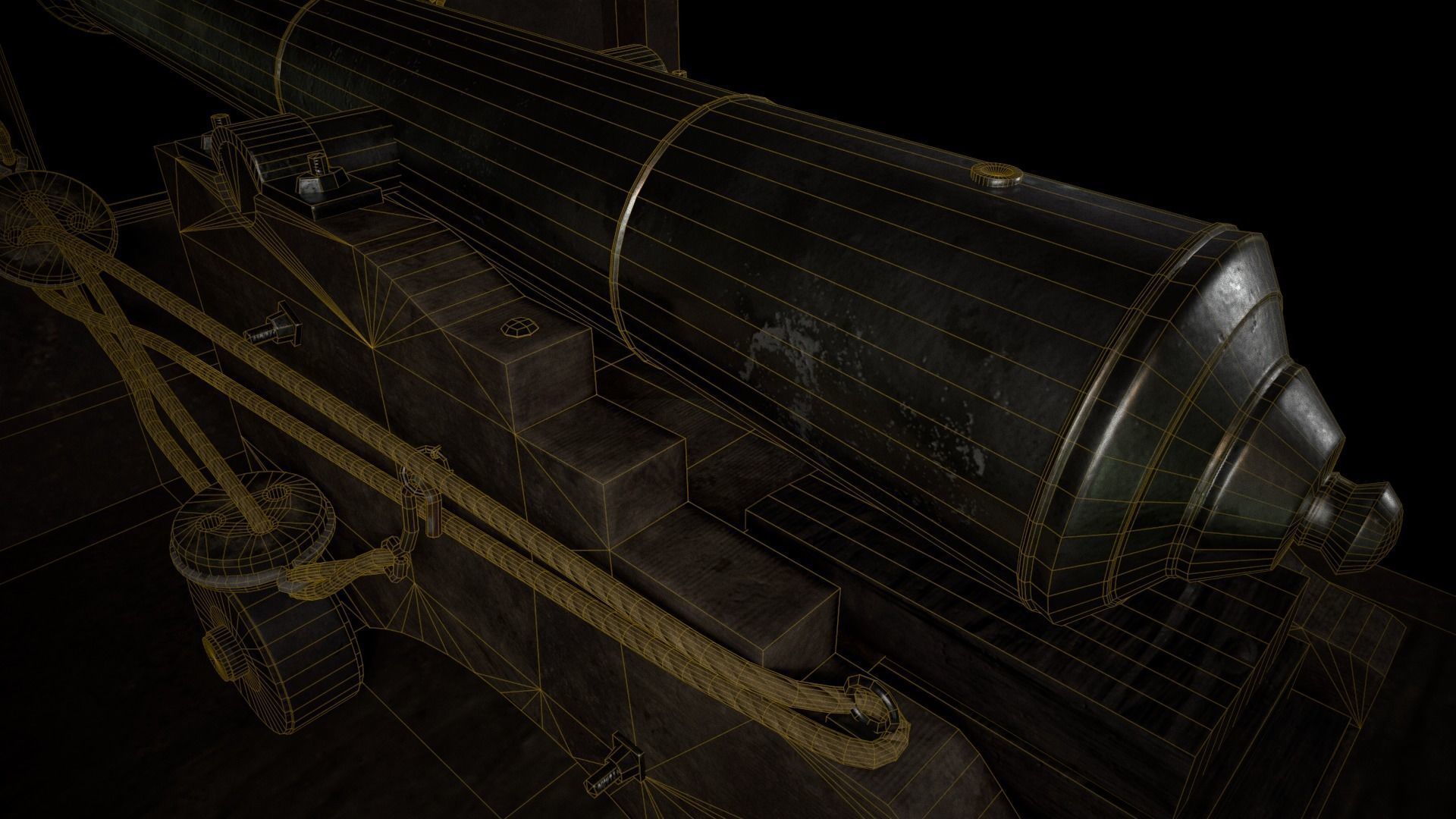 Old Iron Cannon Low-poly 3D model_8