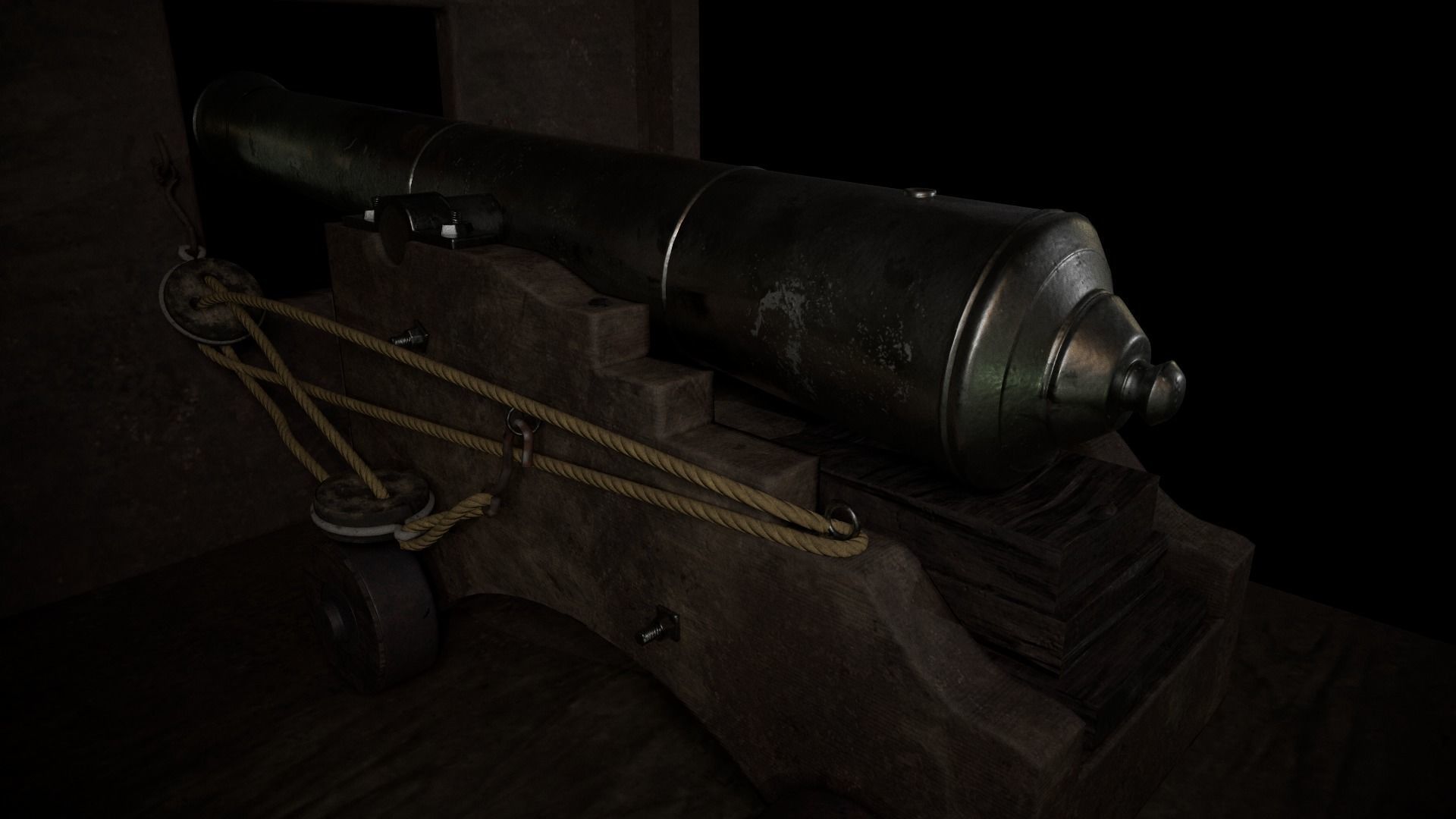 Old Iron Cannon Low-poly 3D model_3