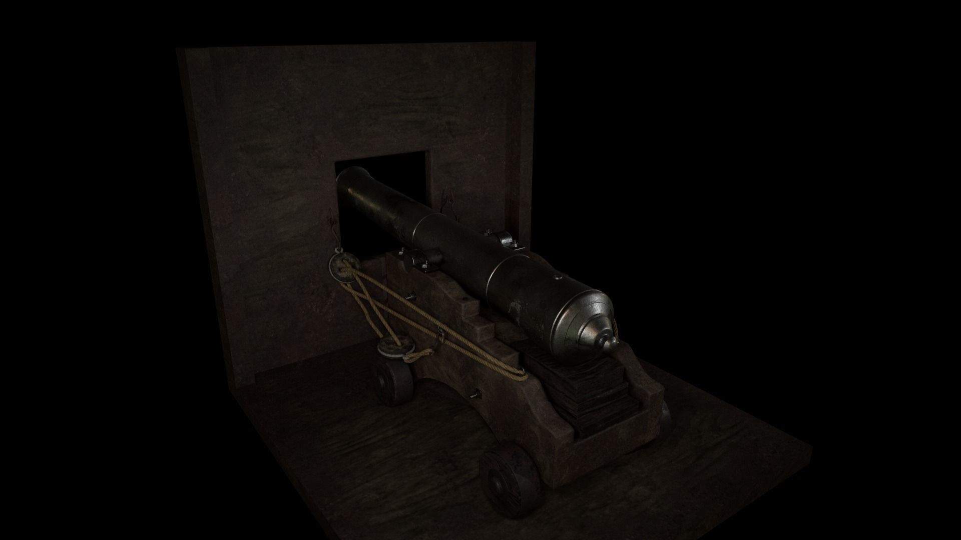 Old Iron Cannon Low-poly 3D model_4