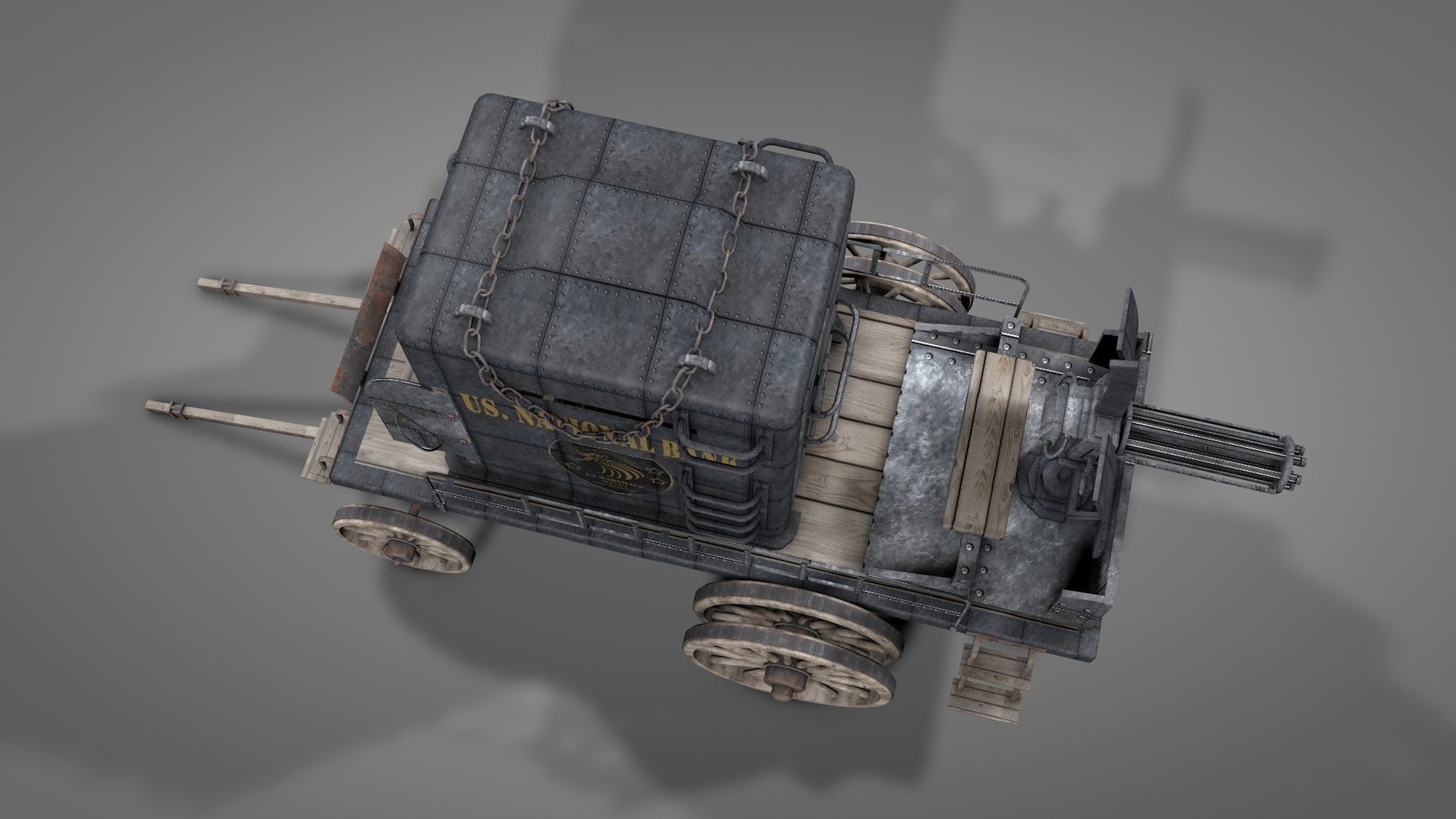 Old West Armored Safe Wagon 3D model_5