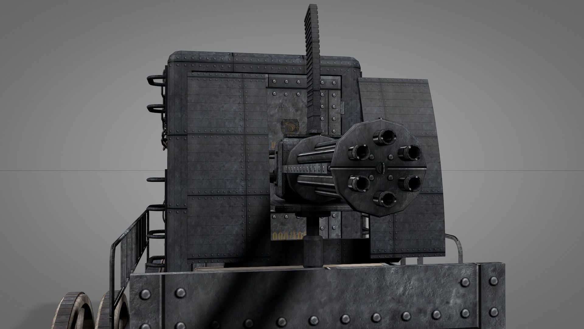 Old West Armored Safe Wagon 3D model_8