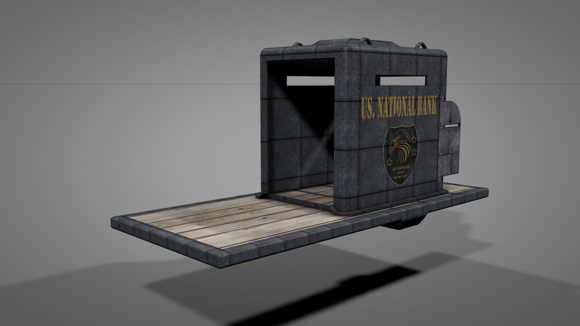 Old West Armored Safe Wagon 3D model_14