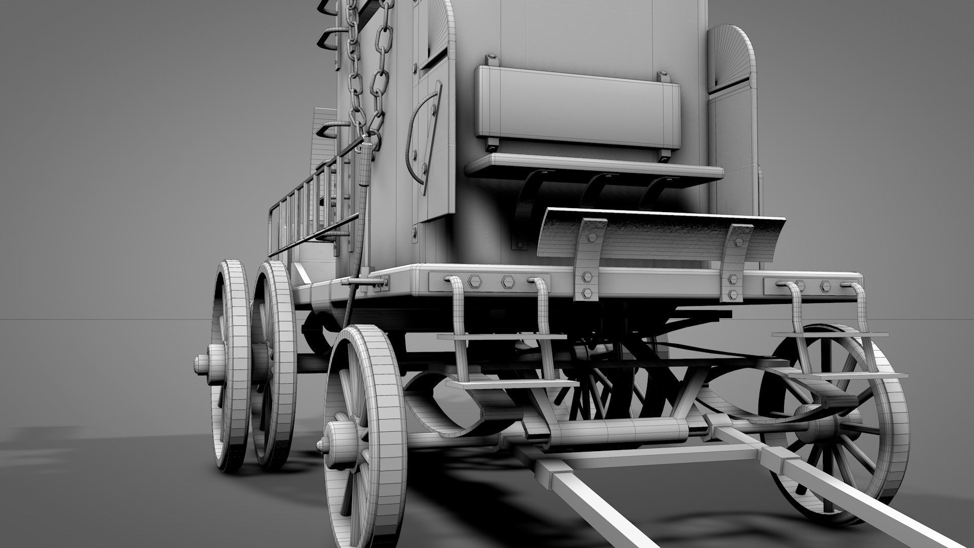 Old West Armored Safe Wagon 3D model_19