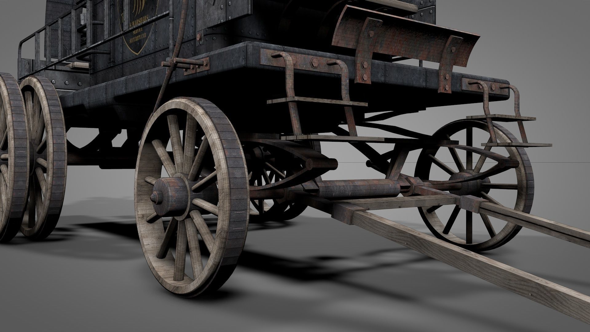 Old West Armored Safe Wagon 3D model_6