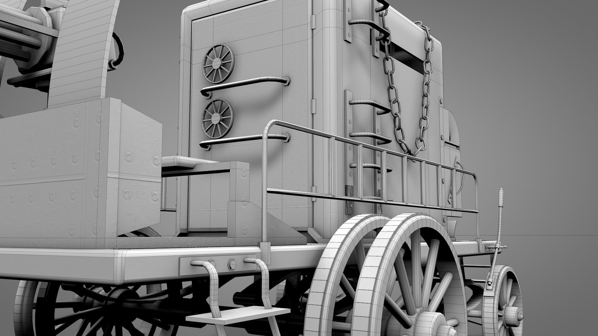 Old West Armored Safe Wagon 3D model_20