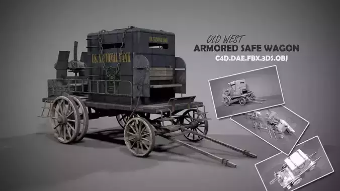 Old West Armored Safe Wagon 3D model