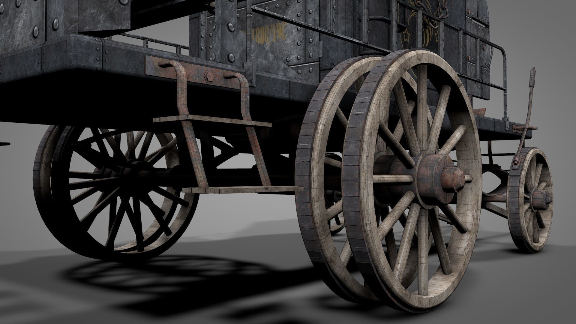 Old West Armored Safe Wagon 3D model_7