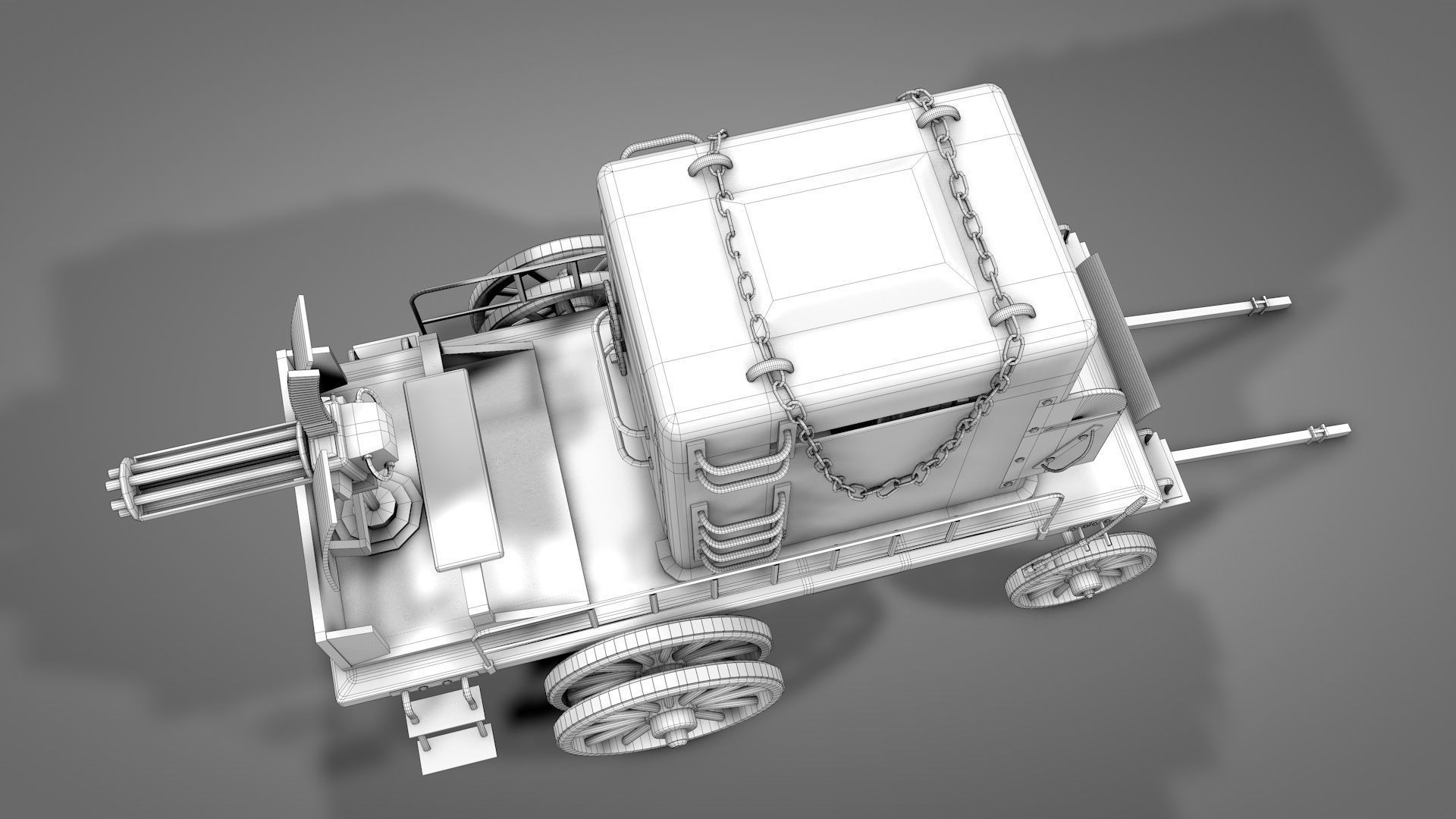 Old West Armored Safe Wagon 3D model_18