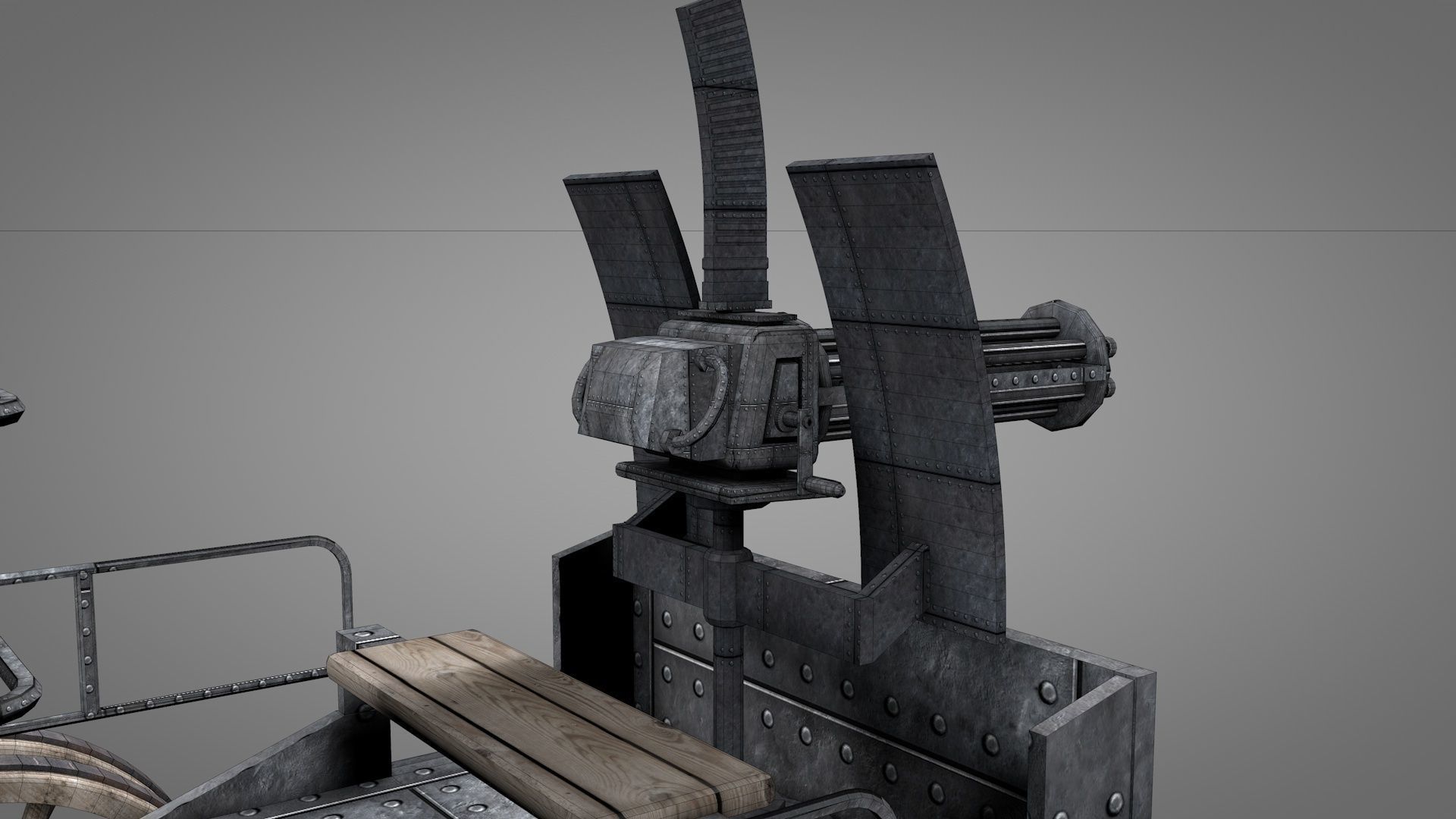 Old West Armored Safe Wagon 3D model_9