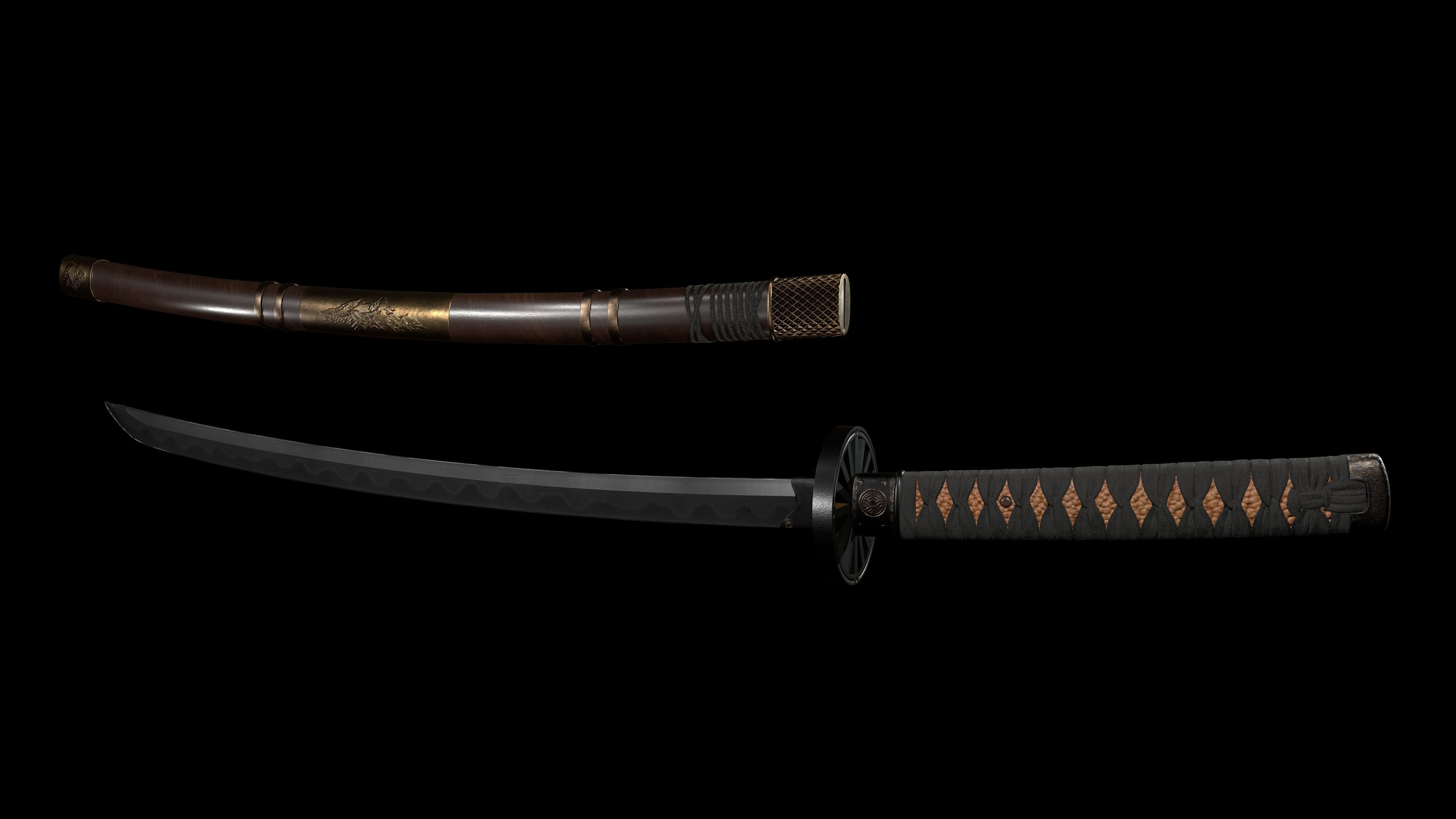 Samurai Katana V2 Low-poly 3D model_5