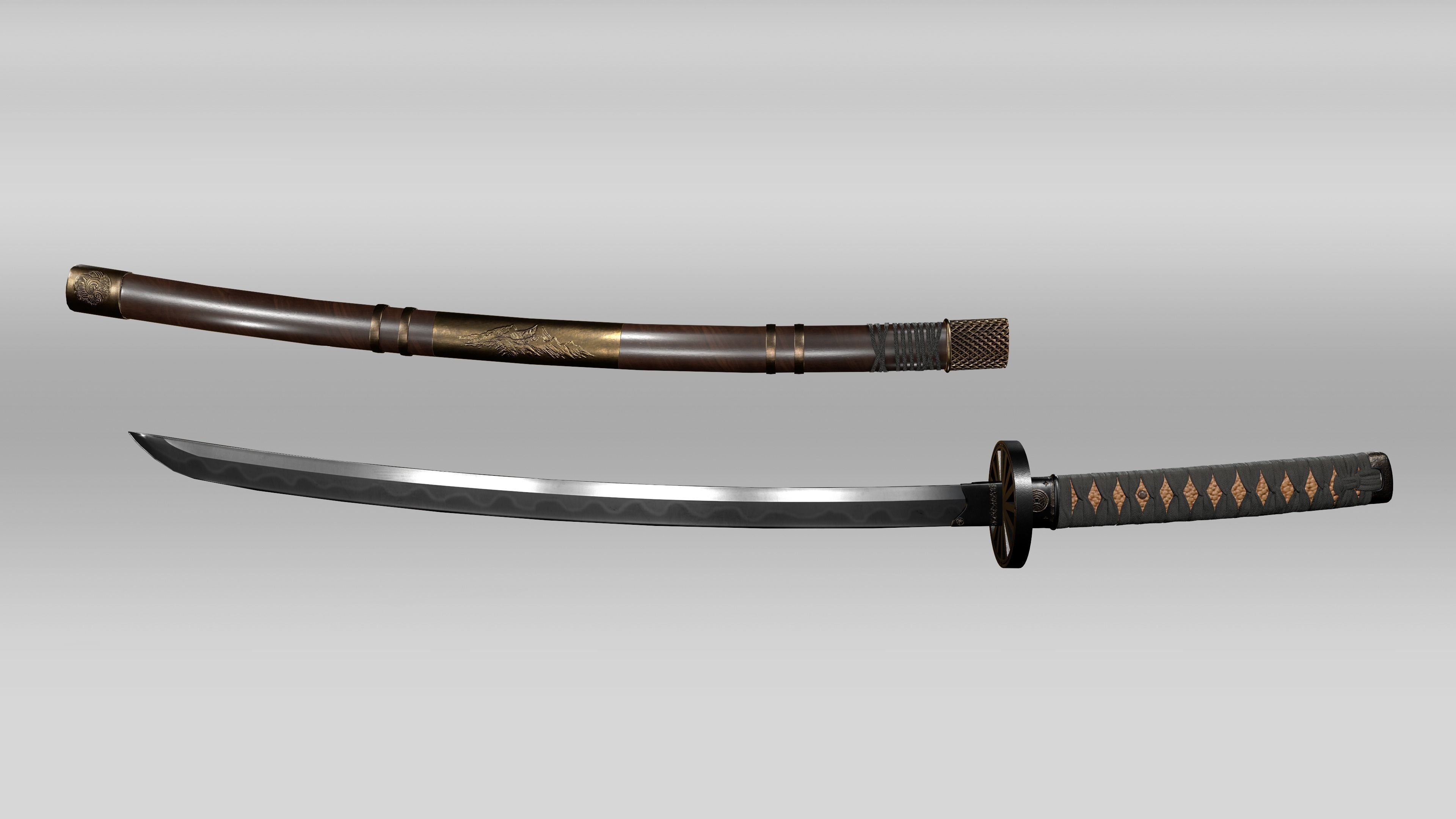 Samurai Katana V2 Low-poly 3D model_3