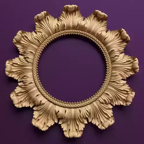 Carved round frame with acanthus leaves