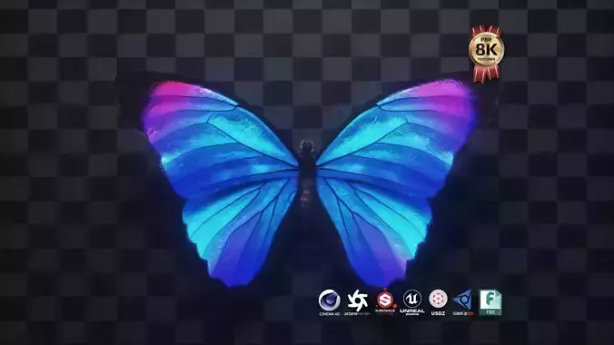 Blue Morpho Butterfly Low-poly 3D model