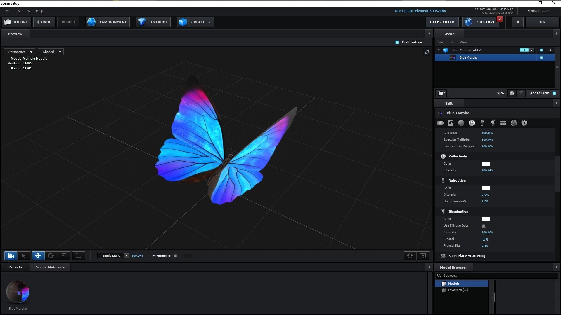 Blue Morpho Butterfly Low-poly 3D model_36