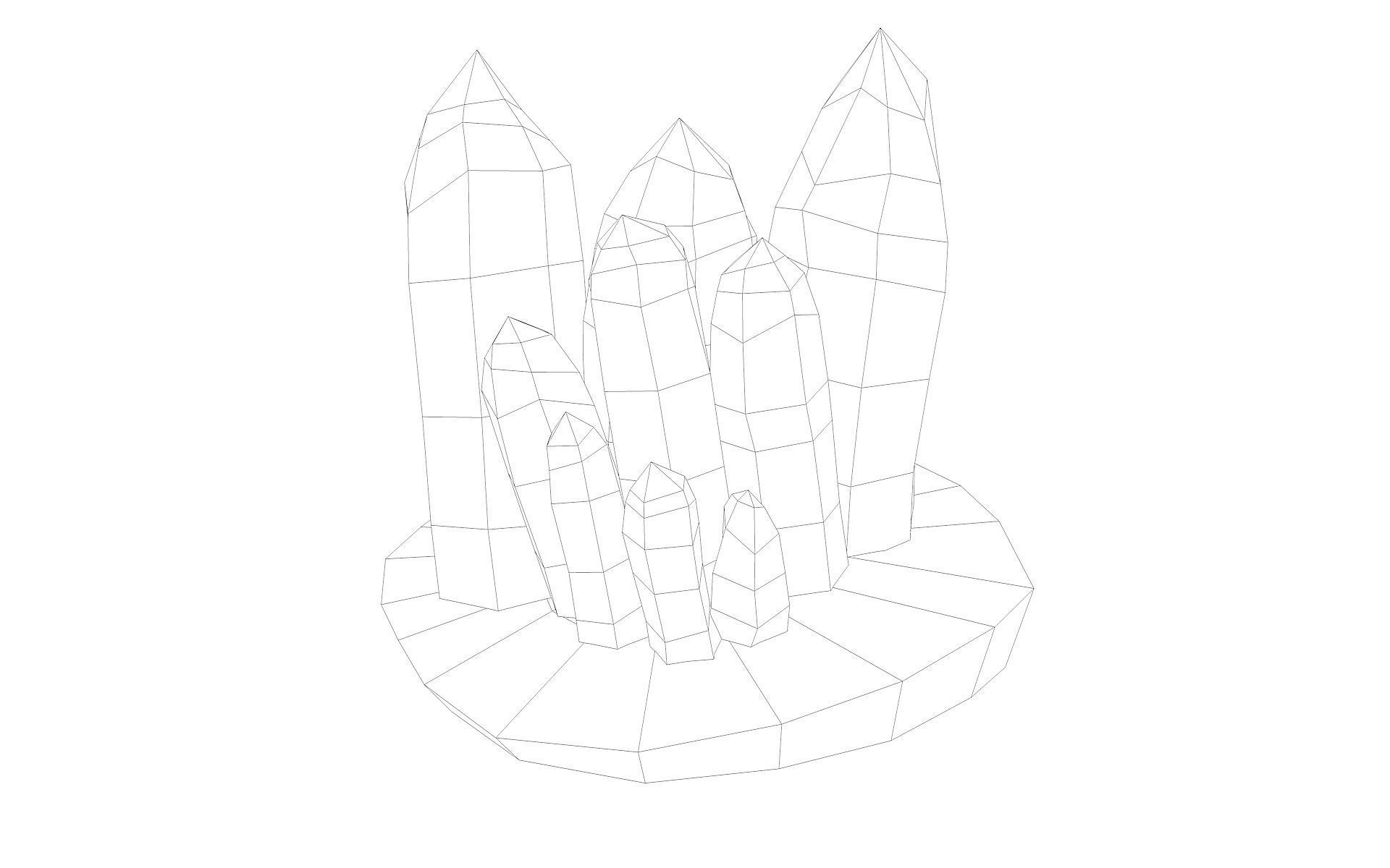 Crystals Minerals Low-poly 3D model_12